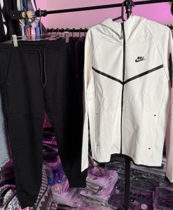 ست نایکی تکفلیس سفید مشکی - مسترکوالیتی Nike techfleece